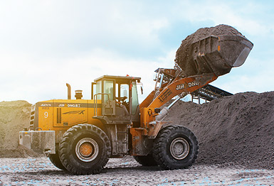 Wheel loader on construction site